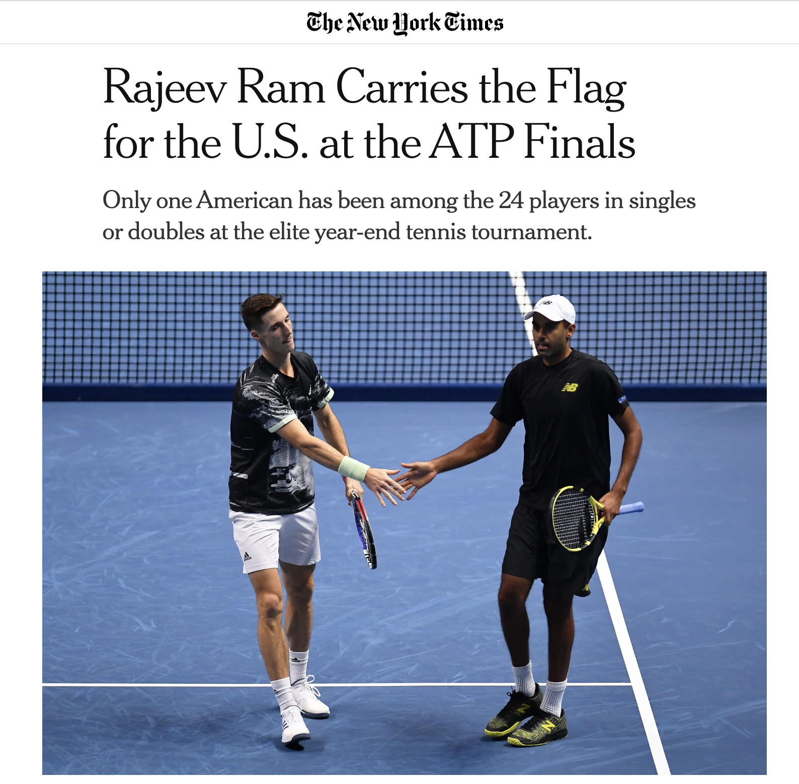 Weekly Roundup 2019.46: Ramkumar dominates, Rajeev Ram triggers an iconic moment for Indian Community in USA